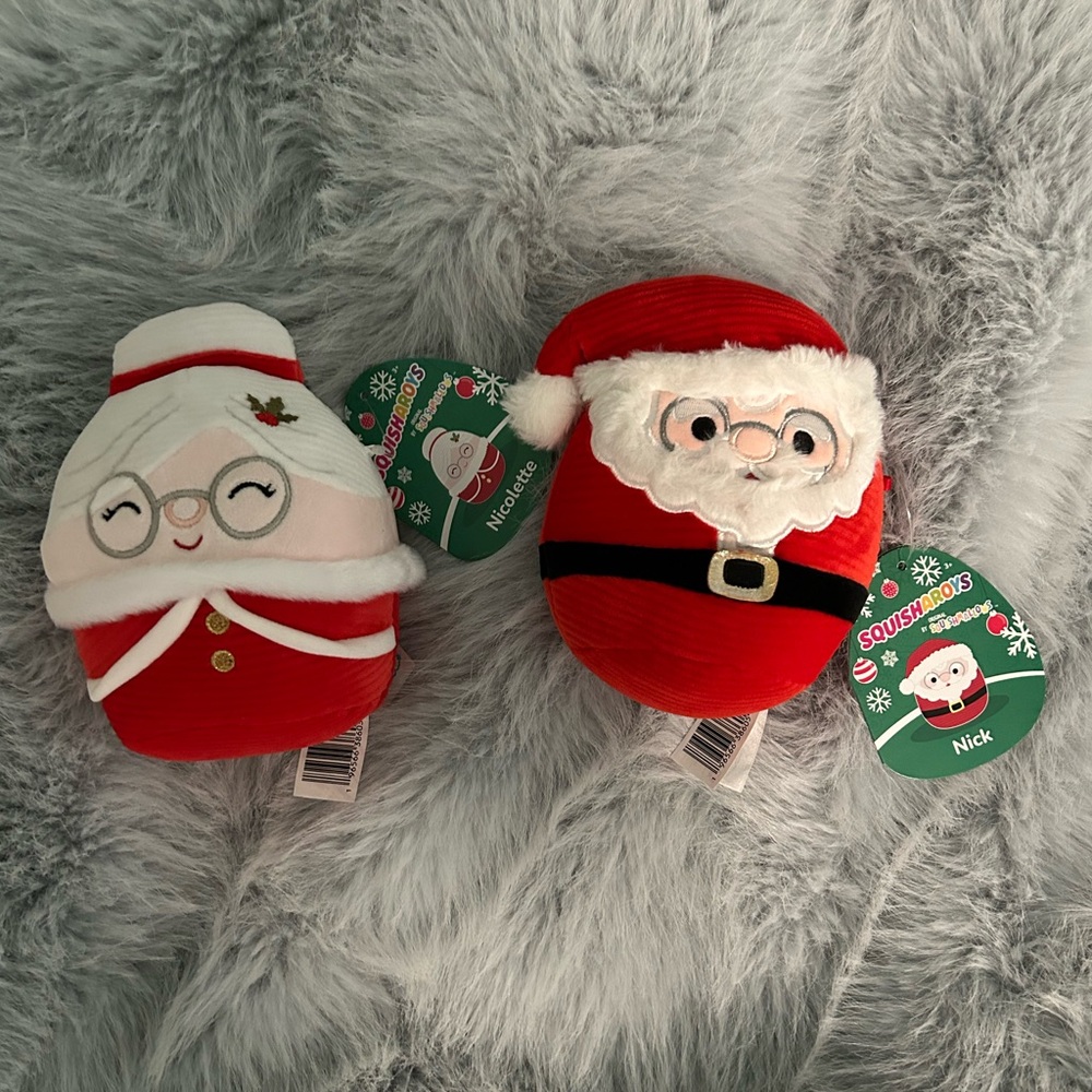 Nick & Nicolette Santa & Mrs Claus Squisharoys by Squishmallow. Perfect gift set